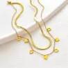 Gold-plated Steel Necklace with Double Chain and Hearts