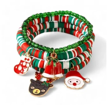 Christmas-themed elastic charm bracelet