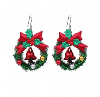 Boucles d'oreilles Fantaisie Couronne de Noël Festive