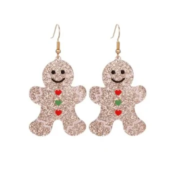 Glittery gingerbread man costume earrings