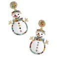 Multicolored rhinestone snowman earrings