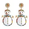 Multicolored rhinestone snowman earrings