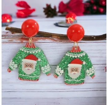 Boucles d'oreilles pull Père Noël résine