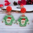 Pendientes de resina con diseño de suéter de Papá Noel