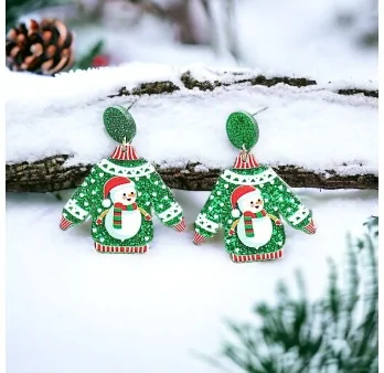 Boucles d'oreilles fantaisie Noël Bonhomme de neige