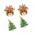 Boucles d'oreilles fantaisie renne et sapin de Noël