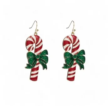 Boucles d'oreilles fantaisie canne de Noël