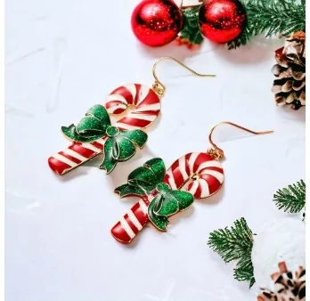 Festive Christmas candy cane earrings