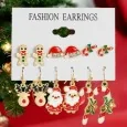 Set of 6 pairs of fancy Christmas earrings