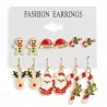 Lot de 6 paires de boucles d'oreilles de Noël fantaisie