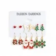 Set of 6 pairs of golden Christmas earrings