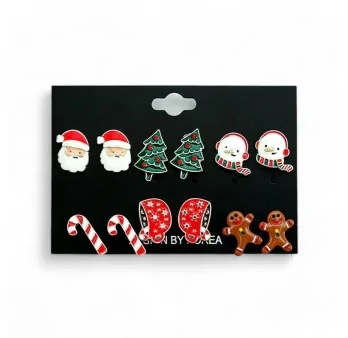 Set of 6 pairs of Christmas earrings