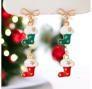 Boucles d'oreilles fantaisie chaussettes de Noël