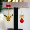 Christmas dangling earrings with reindeer and bauble