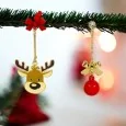 Christmas dangle earrings with reindeer and bauble