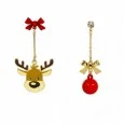 Christmas dangle earrings with reindeer and bauble