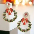 Boucles d'oreilles Dorées de Noël couronne et clochette