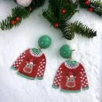 Christmas sweater reindeer resin fashion earrings