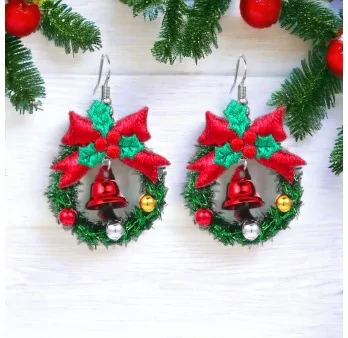 Boucles d'oreilles Fantaisie Couronne de Noël Festive