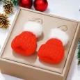 Christmas Red Knit Hat Costume Earrings