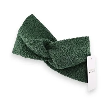 Bandeau cheveux hiver bouclette vert Bouteille