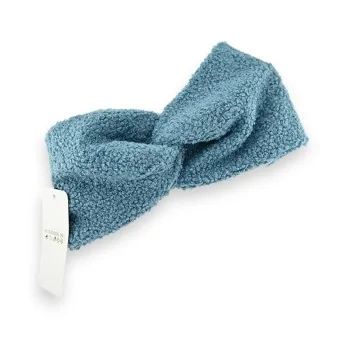 Winter headband in blue denim terry cloth