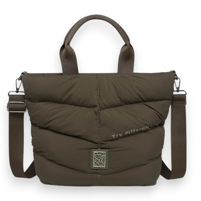 Donna Alessia khaki puffer handbag