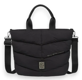 Bolso de mano Chaqueta acolchada negra Donna Alessia