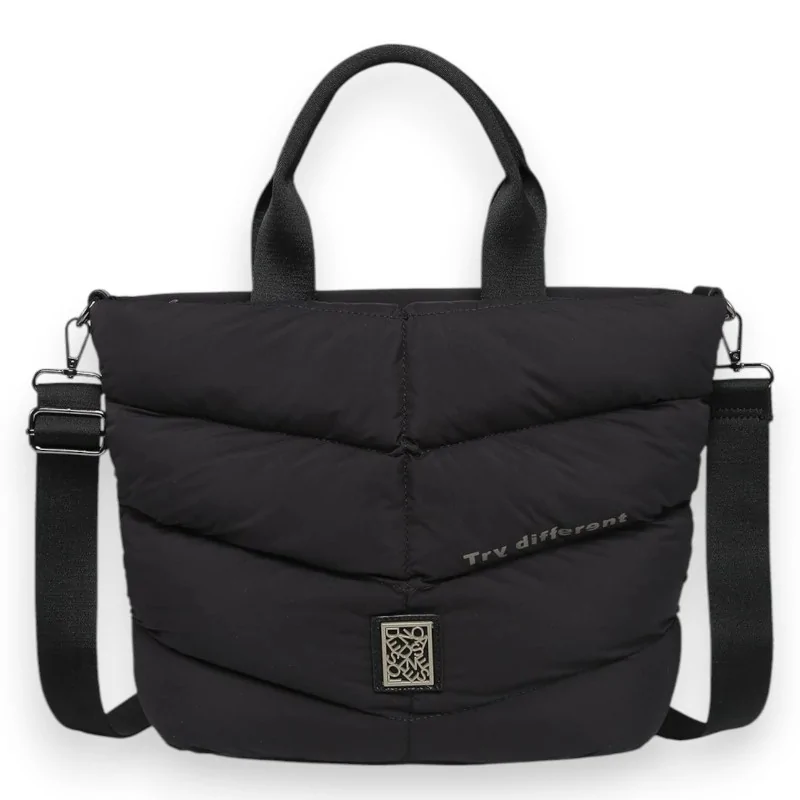 Bolso de mano Chaqueta acolchada negra Donna Alessia