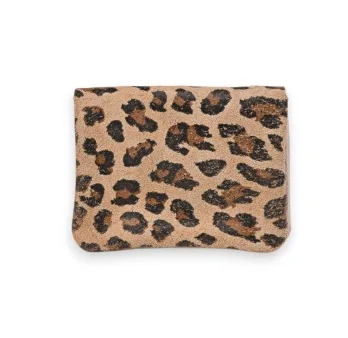 Monedero de cuero Beige con estampado de leopardo