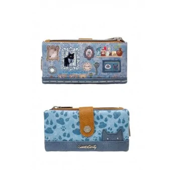 Cartera Sweet Candy Tono Azul Gallery vintage gato