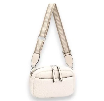 Off-white bouclé crossbody bag by David Jones