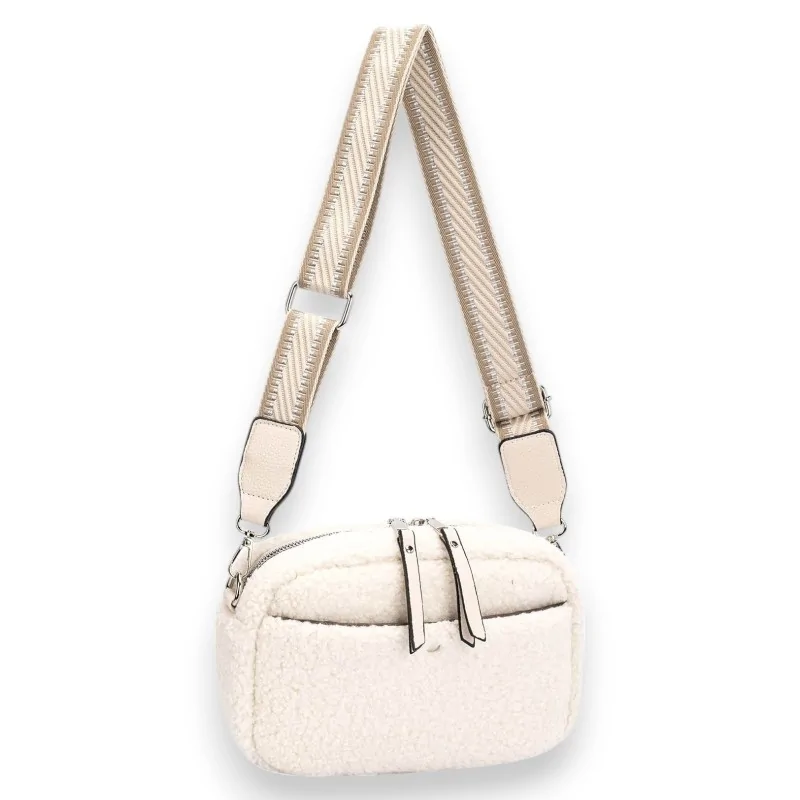 Off-white bouclé crossbody bag by David Jones