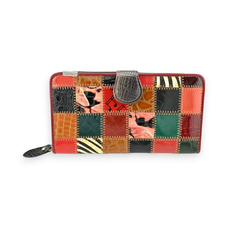 Cartera de cuero multicolor estilo patchwork Kenny Jones