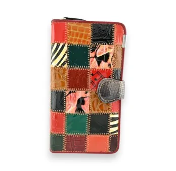 Cartera de cuero multicolor estilo patchwork Kenny Jones