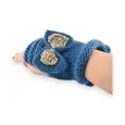 Gestrickte Handschuhe ohne Finger in Entenblau