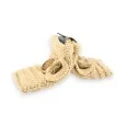 Beige knitted mittens with gold bow