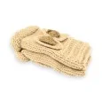 Beige knitted mittens with gold bow