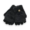 Convertible Black Fluffy Mittens