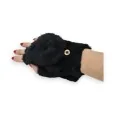 Convertible Black Fluffy Mittens