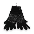 Fancy Handschuhe Schwarz mit Perlen und Strass