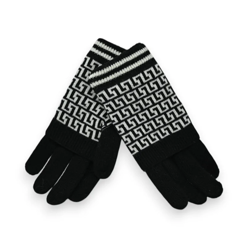 Gants 2-en-1 Géométriques Noir et blanc