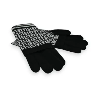 Geometric 2-in-1 Gloves Black and White