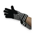 Geometric 2-in-1 Gloves Black and White