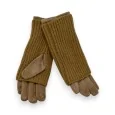 2-in-1 Handschuhe Taupe Wildlederimitat und Strick