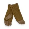 2-in-1 Handschuhe Taupe Wildleder und Strick