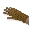 Two-in-One Taupe Faux Suede and Knit Gloves