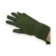 Fingerlose 2-in-1-Handschuhe aus Wildlederimitat und Strick in Khaki