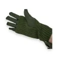 Fingerlose 2-in-1-Handschuhe aus Wildlederimitat und Strick in Khaki