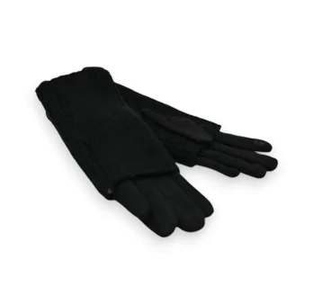 Suede and Knit 2-in-1 Gloves in Black